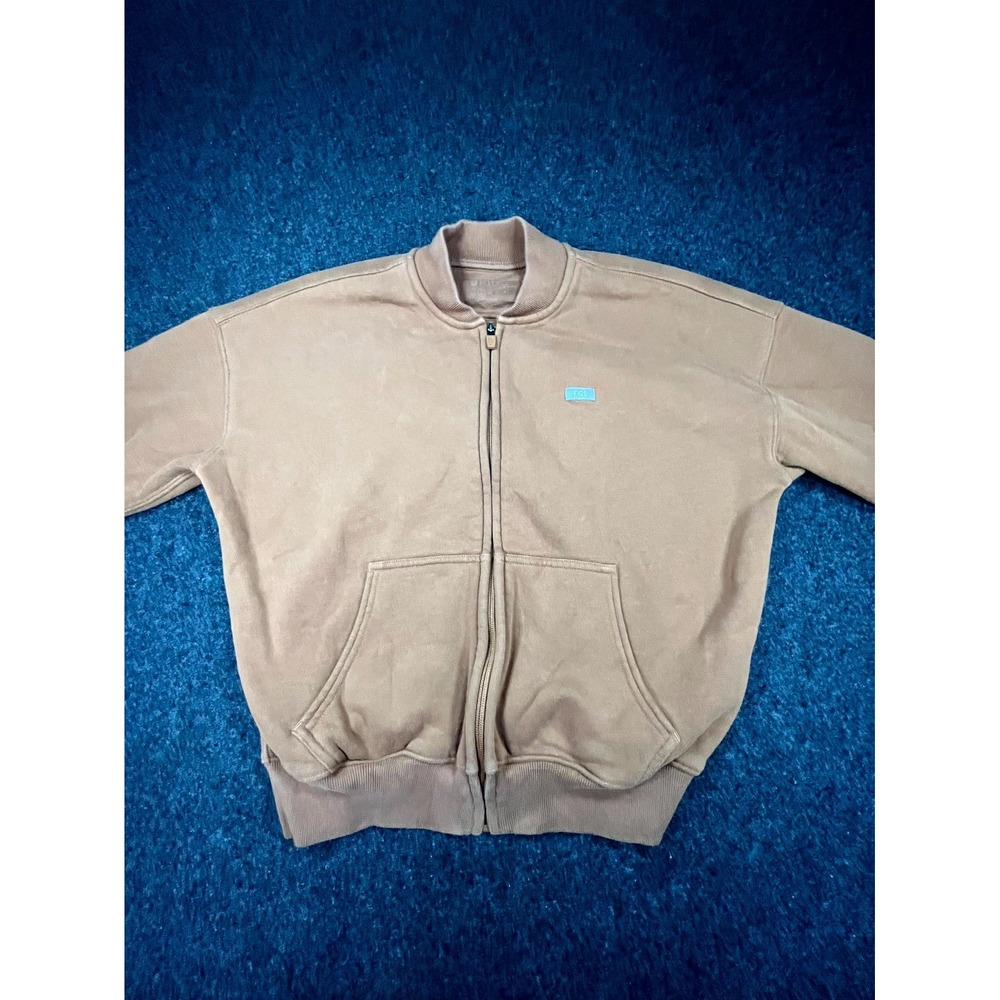 Figs Off Shift Jacket Women's Small Brown Fleece Lined Cotton Full Zip Workwear